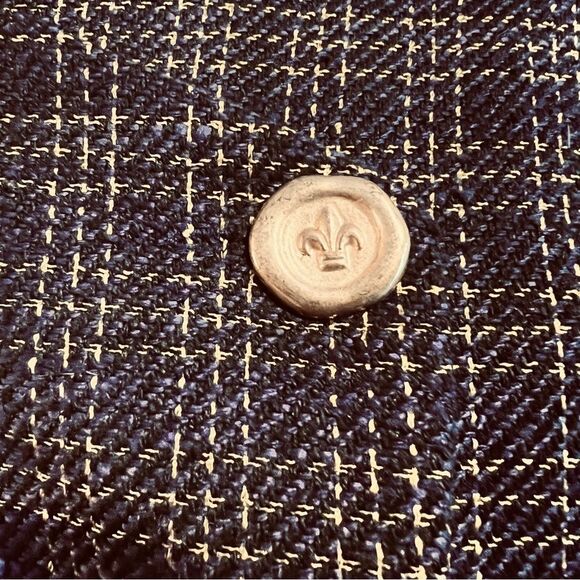 Vintage Woward Wolf Navy & Gold Metallic Tweed Blazer size 8 - Picture 7 of 11